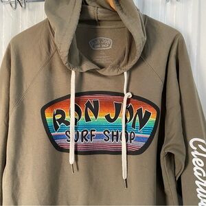 Ron Jon Surf Shop Hoodie Mens XL Brown Fleece Clearwater Beach Pullover Graphic